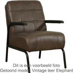 Blauwe leren retro fauteuil |  blauw leer | NIEUW, Huis en Inrichting, Fauteuils, Ophalen of Verzenden, Nieuw, Leer, Industrieel