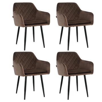 Lina® Noble - Velvet Eetkamerstoelen - Set van 4 - Bruin beschikbaar voor biedingen