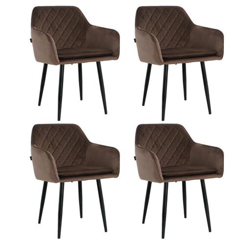 Lina® Noble - Velvet Eetkamerstoelen - Set van 4 - Bruin, Huis en Inrichting, Stoelen, Vier, Bruin, Nieuw, Metaal, Stof, Overige materialen