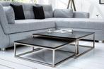 Design salontafel set van 2 ELEMENTS 75cm mat zwart, Huis en Inrichting, Tafels | Salontafels, Ophalen of Verzenden, Nieuw