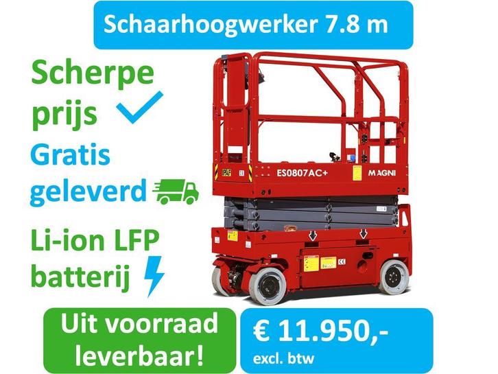 Schaarhoogwerker 7,8 m | Compact | Non marking banden | IP67, Zakelijke goederen, Machines en Bouw | Liften, Steigers en Ladders