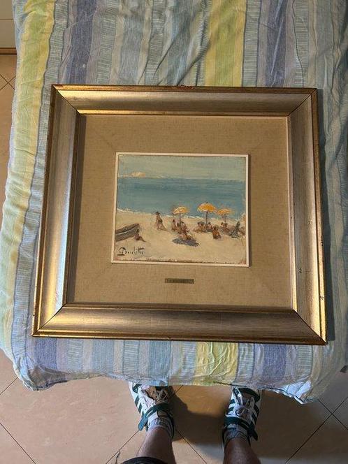 Gaetano Bocchetti (1888-1990) - Spiaggia olio su tavola, Antiek en Kunst, Kunst | Schilderijen | Klassiek