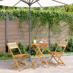 vidaXL 3-delige Bistroset polypropeen en massief hout beige, Tuin en Terras, Tuinsets en Loungesets, Verzenden, Nieuw, Hardhout