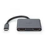 Nedis USB-C naar 2x HDMI 4K 30Hz adapter / zwart -, Audio, Tv en Foto, Audiokabels en Televisiekabels, Nieuw, Ophalen of Verzenden