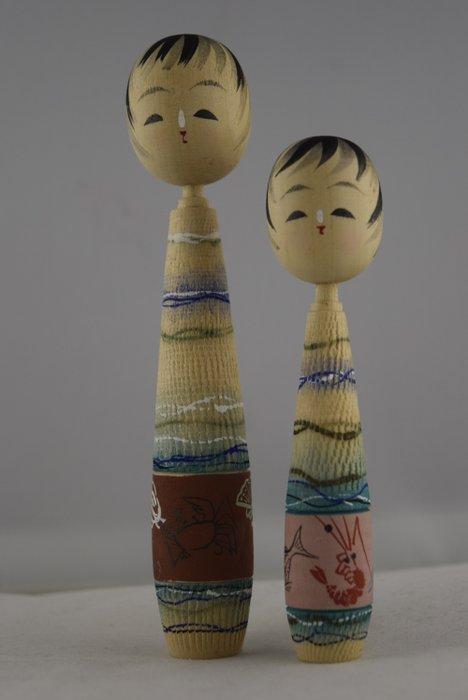 Zeldzame Japanse Shiroishi-poppen - Hout - Japan - Shwa, Antiek en Kunst, Curiosa en Brocante