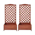 IvoQ Set van 2 Houten Plantenbakken met Klimrek, Verzenden, Nieuw, Balkon, 60 tot 100 cm
