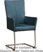 Set van 6 Taupe leren industriële eetkamerstoelen - poot ron, Nieuw, Vijf, Zes of meer stoelen, Modern, Leer