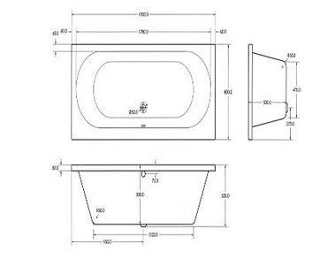 Wave Kunststof Bad Acryl Rechthoekig 190X80X50Cm M. Poten, Doe-het-zelf en Verbouw, Sanitair, Ophalen of Verzenden