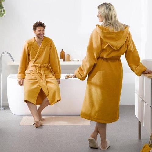 Tweedekans | Moodit Badjas Reese, Sunshine geel - M - Unisex, Huis en Inrichting, Badkamer | Badtextiel en Accessoires, Zo goed als nieuw