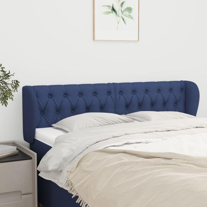 vidaXL Hoofdbord met randen 147x23x78/88 cm stof blauw, Huis en Inrichting, Slaapkamer | Bedden, Blauw, Nieuw, Stof, Verzenden