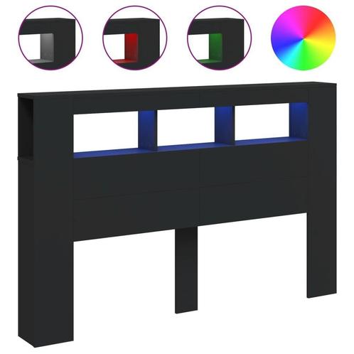 Hoofdeinde met LED Zwart | 71% Korting | Luxe voor Weinig, Huis en Inrichting, Slaapkamer | Bedden, 160 cm, Zwart, Nieuw, Hout