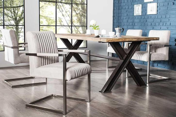 Moderne sledefauteuil BIG ASTON steengrijs geborsteld RVS -, Huis en Inrichting, Stoelen, Ophalen of Verzenden