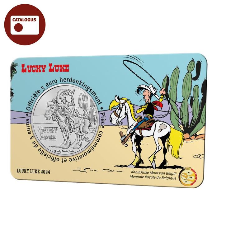 België 5 euromunt 2024 ‘Lucky Luke’ reliëf BU in coincard, Postzegels en Munten, Munten | Europa | Euromunten, Verzenden