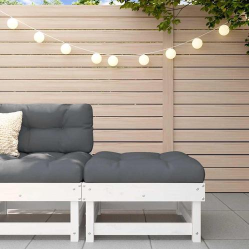 vidaXL Tuinvoetenbank met kussen massief grenenhout wit, Tuin en Terras, Tuinsets en Loungesets, Nieuw, Verzenden