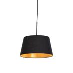 Hanglamp met katoenen kap zwart met goud 32 cm - Combi, Huis en Inrichting, Lampen | Hanglampen, Nieuw, Overige materialen, Klassiek / Antiek