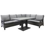 Dallas dining hoek loungeset 5 delig antraciet verstelbare, Ophalen of Verzenden, Nieuw, Wicker