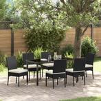 vidaXL 7-delige Tuinset met Eettafel en Stoelen Zwart Poly, Tuin en Terras, Verzenden, Nieuw, Rotan, Tuinset