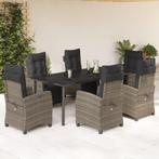 vidaXL 7-delige Tuinset met kussens poly rattan grijs, Tuin en Terras, Verzenden, Nieuw, Rotan, Tuinset