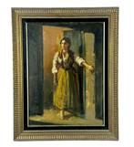 Italiaanse school (XX) - Donna alla porta, Antiek en Kunst