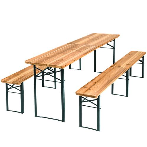 Biertafel met banken opvouwbaar 3-delig 219cm - bruin, Huis en Inrichting, Stoelen, Verzenden