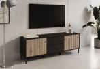 TV-Meubel zwart eiken 157x40x54 | Industrieel | 2 lades, Huis en Inrichting, Kasten | Televisiemeubels, Overige materialen, Verzenden