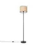 Landelijke vloerlamp zwart met rotan kap - Kata, Huis en Inrichting, Lampen | Vloerlampen, Nieuw, Overige materialen, Landelijk