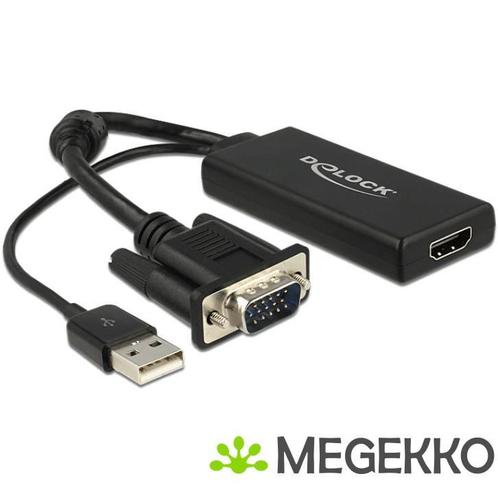 Delock 62668 VGA naar HDMI Adapter met Audio zwart, Computers en Software, Overige Computers en Software, Nieuw, Verzenden