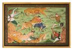 De tijgerjacht - Hout, Zijde - India - 1900-2000, Antiek en Kunst