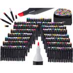 Dubbelzijdige Alcoholmarkers 168-delig – Twinmarkers in Etui, Hobby en Vrije tijd, Ophalen of Verzenden, Nieuw