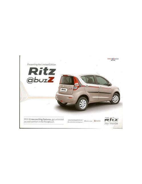 2014 MARUTI SUZUKI RITZ SHEET ENGELS, Boeken, Auto's | Folders en Tijdschriften