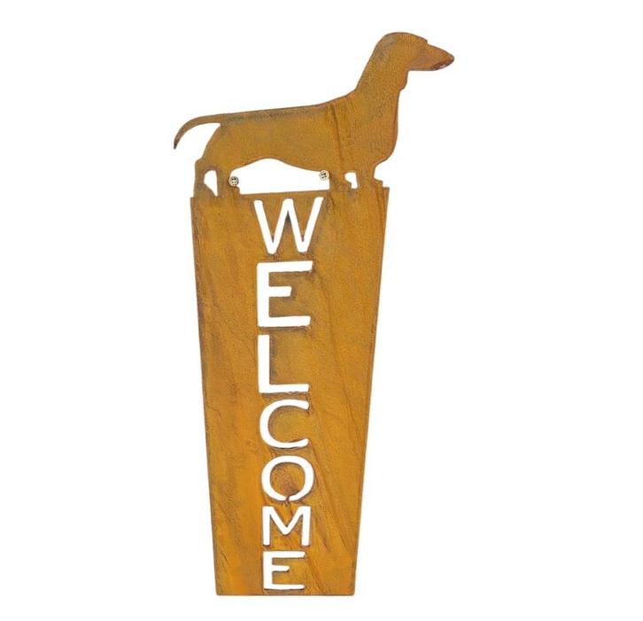 Decoratie bord kortharige teckel 50x18cm, Tuin en Terras, Tuinwanddecoratie, Verzenden