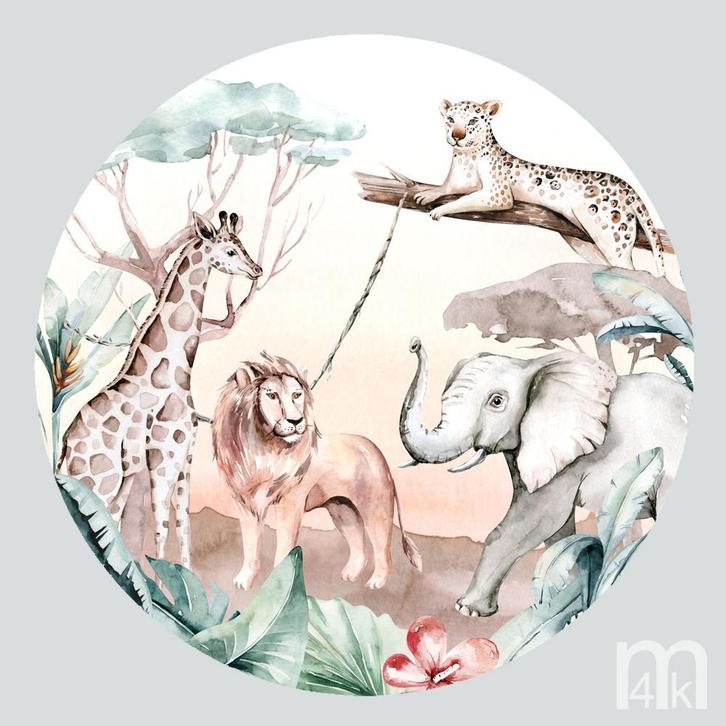 Muurcirkel Jungledieren Leeuw M4K015, aquarel muurcirkel, Kinderen en Baby's, Kinderkamer | Inrichting en Decoratie, Wanddecoratie
