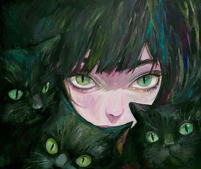 Roger Haus -  - Four Cats, Antiek en Kunst, Kunst | Designobjecten