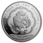 Bhutan Lunar Rooster 1 oz 2017 (200.000 oplage), Verzenden, Losse munt, Zilver