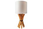 Handgemaakte tafellamp EUPHORIA 56cm beige longanhout met, Nieuw, Ophalen of Verzenden