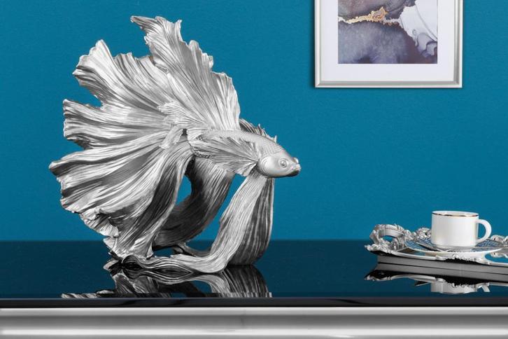 Design decoratief figuur vechtende vis CROWNTAIL 35cm, Huis en Inrichting, Woonaccessoires | Vazen, Ophalen of Verzenden