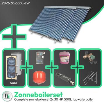 Complete zonneboilerset - 2x 30HP + Tapwaterboiler 500L beschikbaar voor biedingen