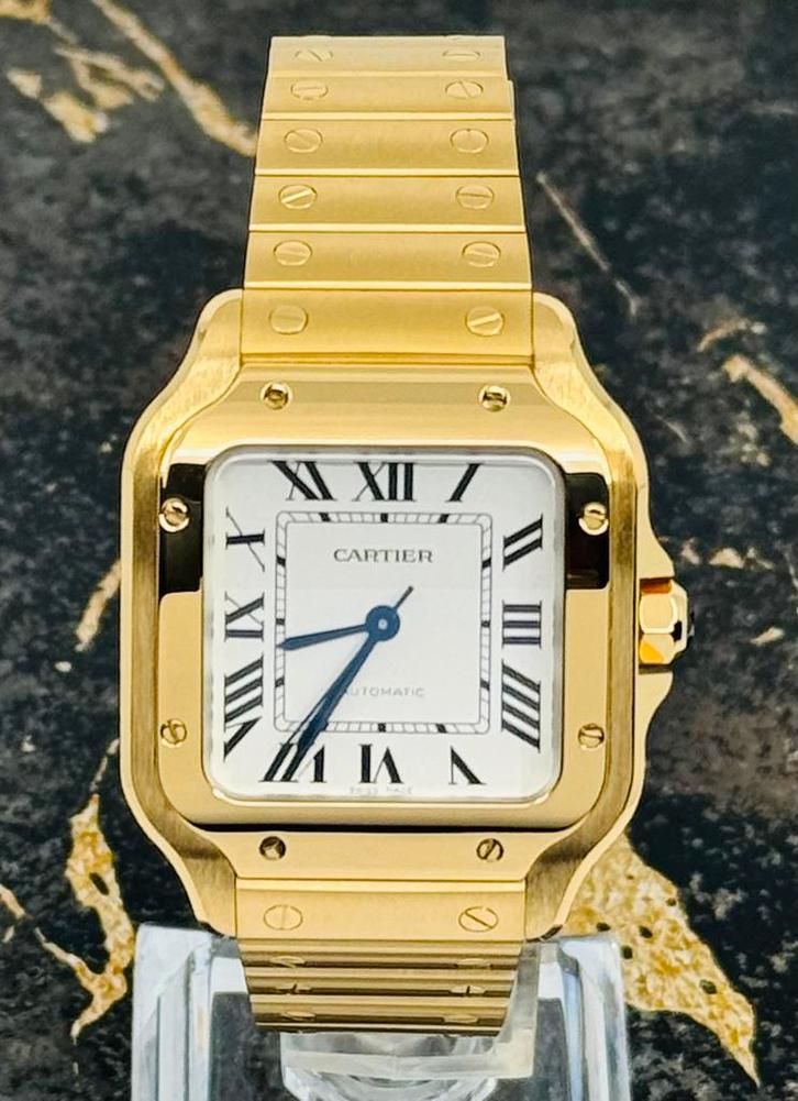 Cartier Santos Medium - White Dial - Yellow Gold - WGSA0030, Sieraden, Tassen en Uiterlijk, Horloges | Heren, Polshorloge, Nieuw