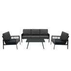 Aluminium 4-Delige Loungeset Grijs Tuinbank Tafel Stoelen, Tuin en Terras, Tuinsets en Loungesets, Verzenden, Nieuw