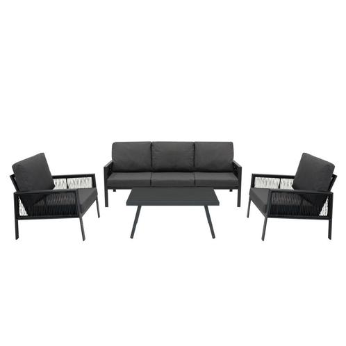 Aluminium 4-Delige Loungeset Grijs Tuinbank Tafel Stoelen, Tuin en Terras, Tuinsets en Loungesets, Verzenden