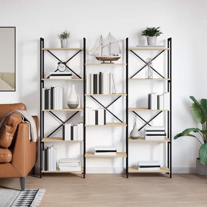 vidaXL Boekenkast Sonoma eiken 156 x 25 x 167.5 cm Bewerkt, Huis en Inrichting, Kasten | Boekenkasten, Nieuw, Minder dan 50 cm