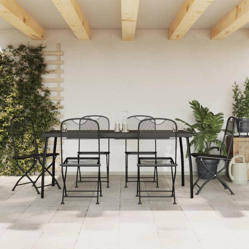 vidaXL 7-delige Tuinset metaalgaas antracietkleurig, Tuin en Terras, Tuinsets en Loungesets, Tuinset, Nieuw, 6 zitplaatsen, Overige materialen