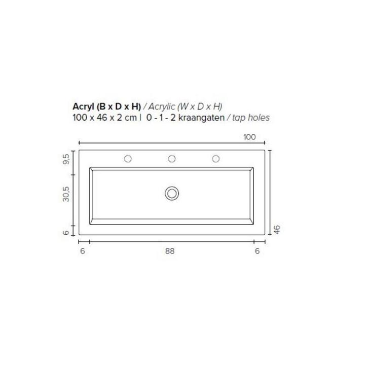 Badkamermeubel BWS Pepper Wastafel Acryl Incl Spiegelkast 2, Huis en Inrichting, Badkamer | Badkamermeubels, Ophalen of Verzenden