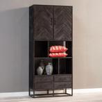 Vakkenkast Mangohout Kjeld 90 Zwart, Huis en Inrichting, Nieuw, 50 tot 100 cm, Industriële meubels, 25 tot 50 cm