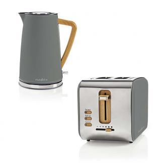 Waterkoker/Broodrooster | Nedis (Soft touch, Grijs), Witgoed en Apparatuur, Waterkokers, Nieuw, Verzenden