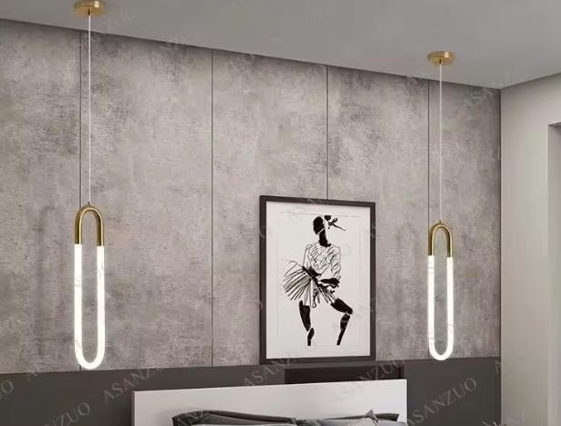 Messing LED Hanglamp – Moderne U-Vormige Buislamp voor Inter, Huis en Inrichting, Lampen | Hanglampen, Nieuw, Verzenden