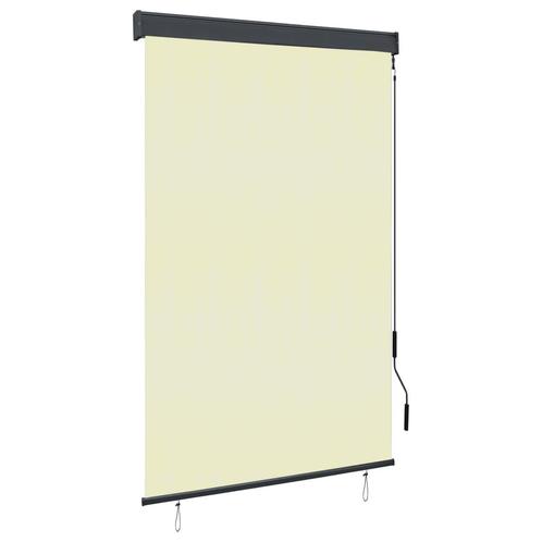 vidaXL Rolgordijn voor buiten 120x250 cm crème, Huis en Inrichting, Stoffering | Gordijnen en Lamellen, Crème, Nieuw, Verzenden