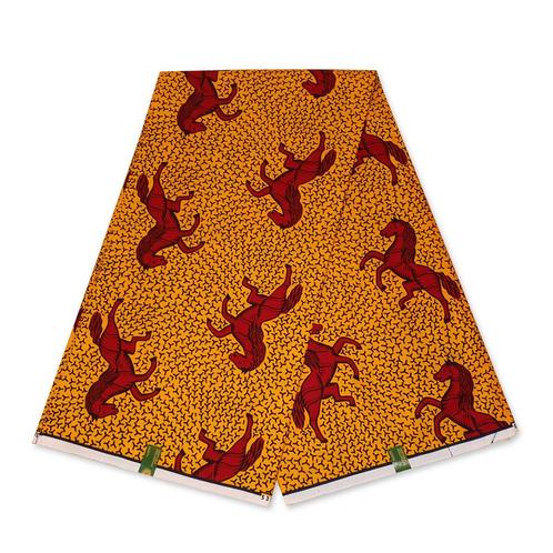 VLISCO stof Hollandais Afrikaanse Wax print - Geel / Rode Ju, Hobby en Vrije tijd, Stoffen en Lappen, Nieuw, Ophalen of Verzenden