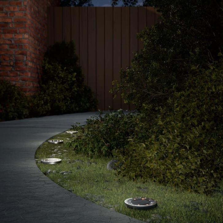 vidaXL Grondlampen 12 st solar met grondpennen warmwit, Tuin en Terras, Buitenverlichting, Vloerlamp, Nieuw, Kunststof, Zonne-energie