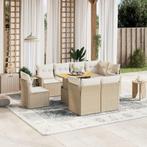 vidaXL 9-delige Loungeset met kussens poly rattan beige, Verzenden, Nieuw, Rotan, Loungeset